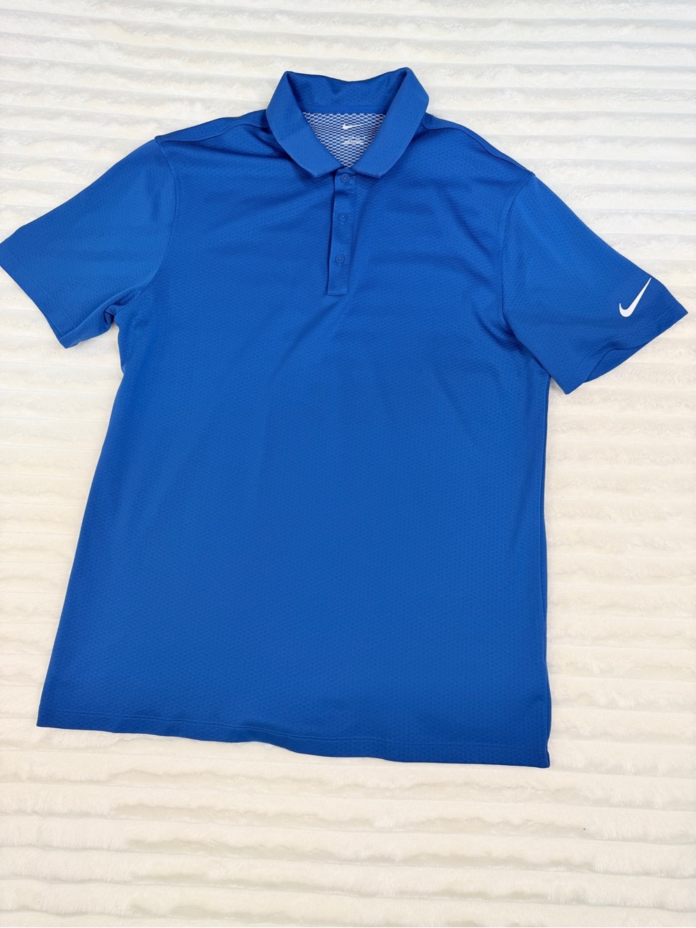 Nike Men  Dri-FIT Polo Shirt L Royal Blue Golf Athletic Performance Short Sleeve
